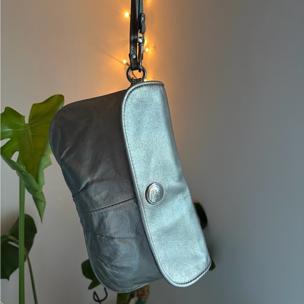 Coach Metallic Silver Wristlet